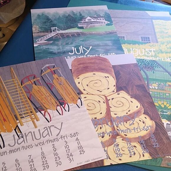 Vintage 1985 Nikki Schumann Poster Calendars in Plastic Frame Cottagecore - Picture 4 of 11